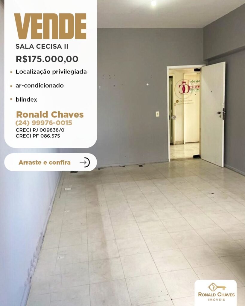 Oportunidade incrível sala comercial no Cecisa II na Vila Santa Cecília – Volta Redonda/RJ!