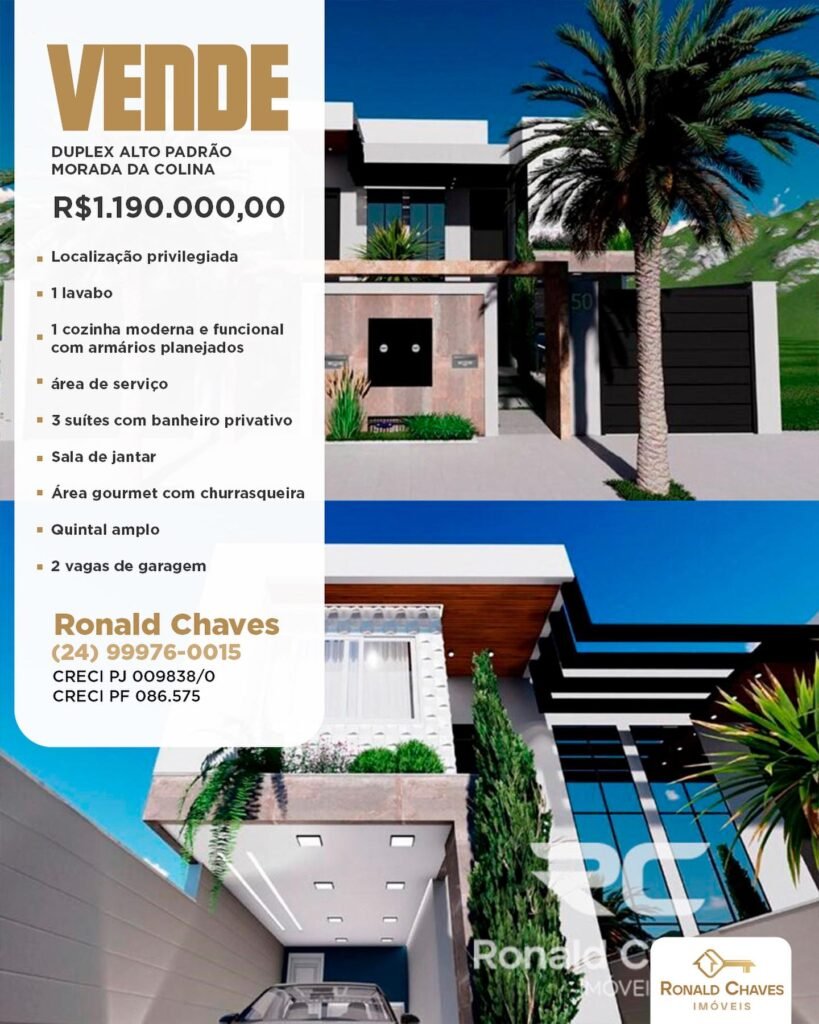 Duplex alto padrão Morada da Colina.