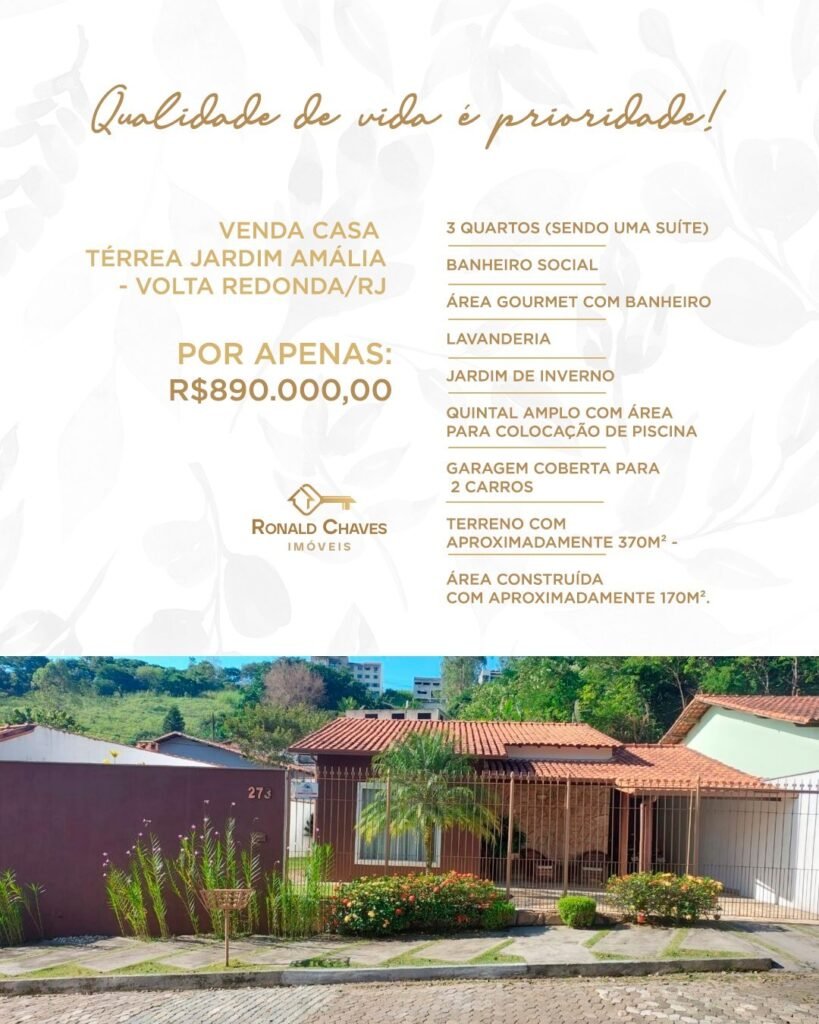 Excelente oportunidade! Linda casa térrea disponível para venda no Jardim Amália 2 em Volta Redonda/RJ! Excelente oportunidade! Linda casa térrea disponível para venda no Jardim Amália 2 em Volta Redonda/RJ!