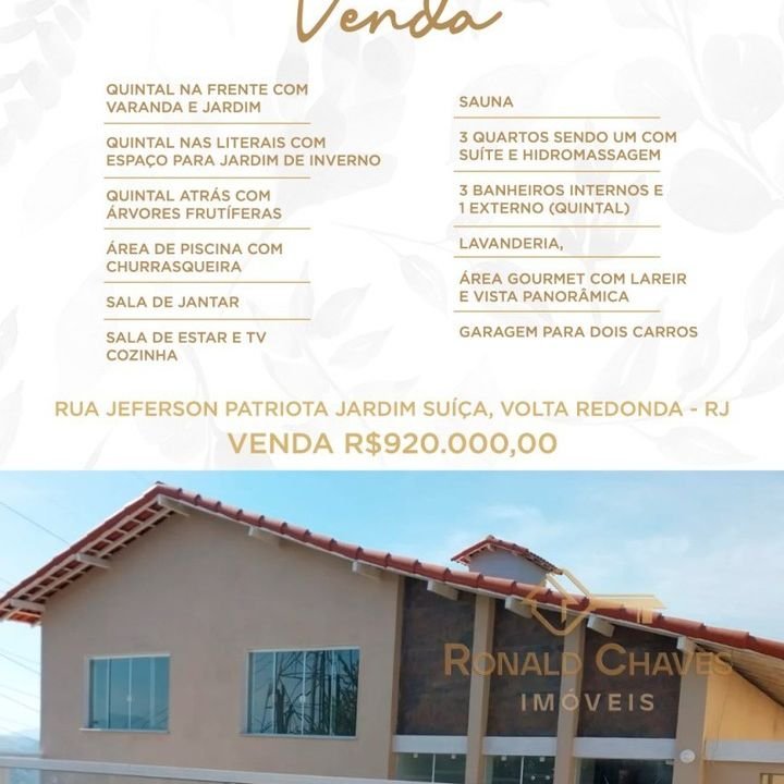 Venha conhecer a casa dos seus sonhos no bairro Jardim Suíça em Volta Redonda/RJ!